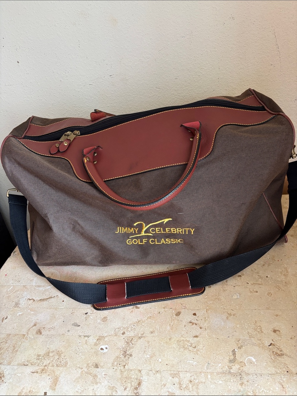 JIMMY V Celebrity Golf Classic Duffle Bag Brown Canvas Carry-On Men Luggage